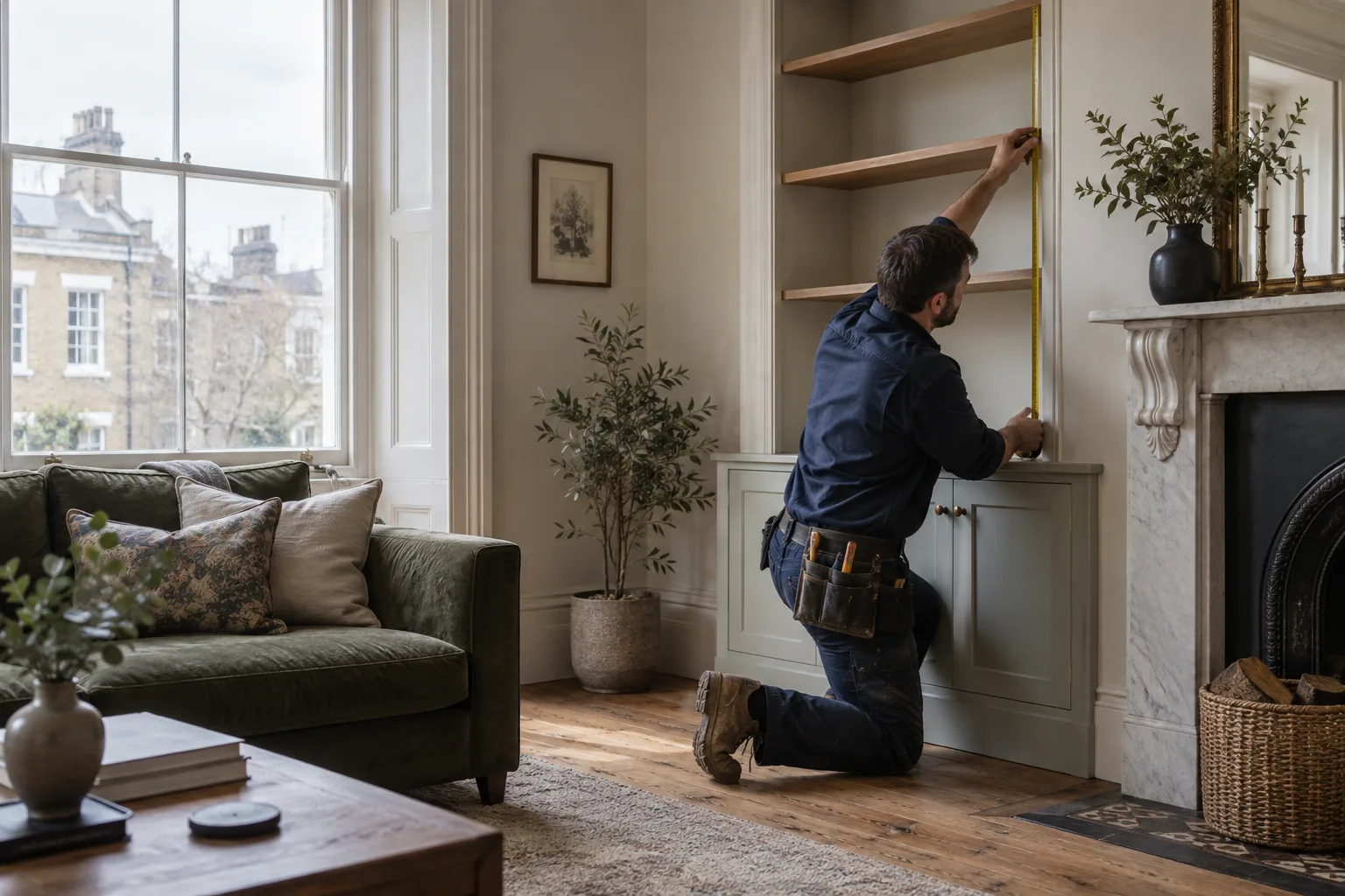 Carpentry professional working in a London property