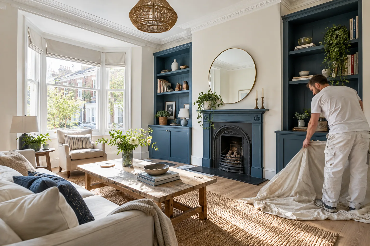 Neatly prepared and finished interior wall in a residential room