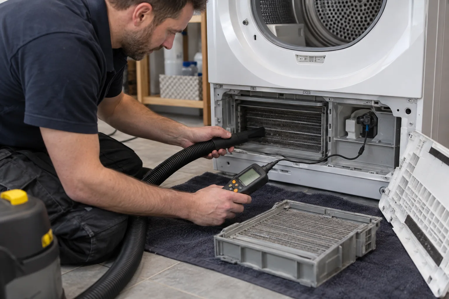 Tumble dryer repair work detail in London