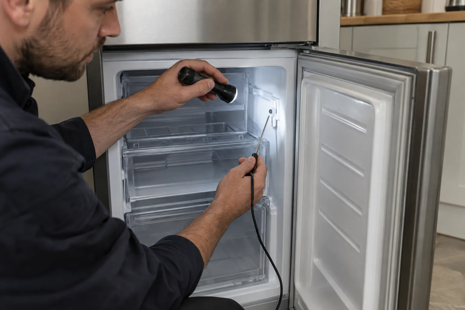 Fridge freezer repair work detail in London