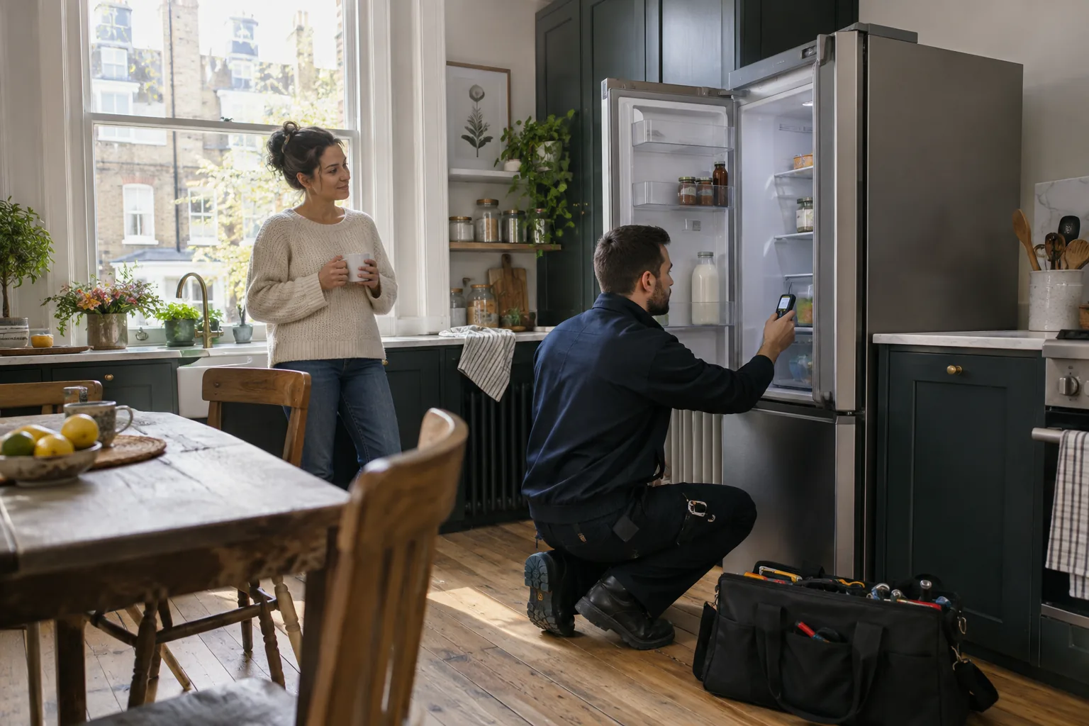 Fridge freezer repair completed work in a London property