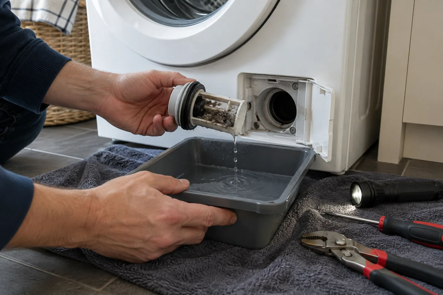Washing machine repair work detail in London