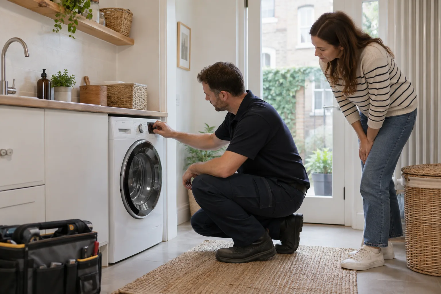 Washing machine repair completed work in a London property